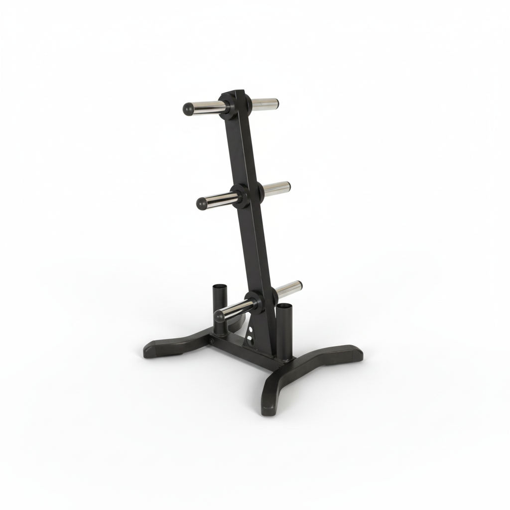 Black metal weight plate storage rack